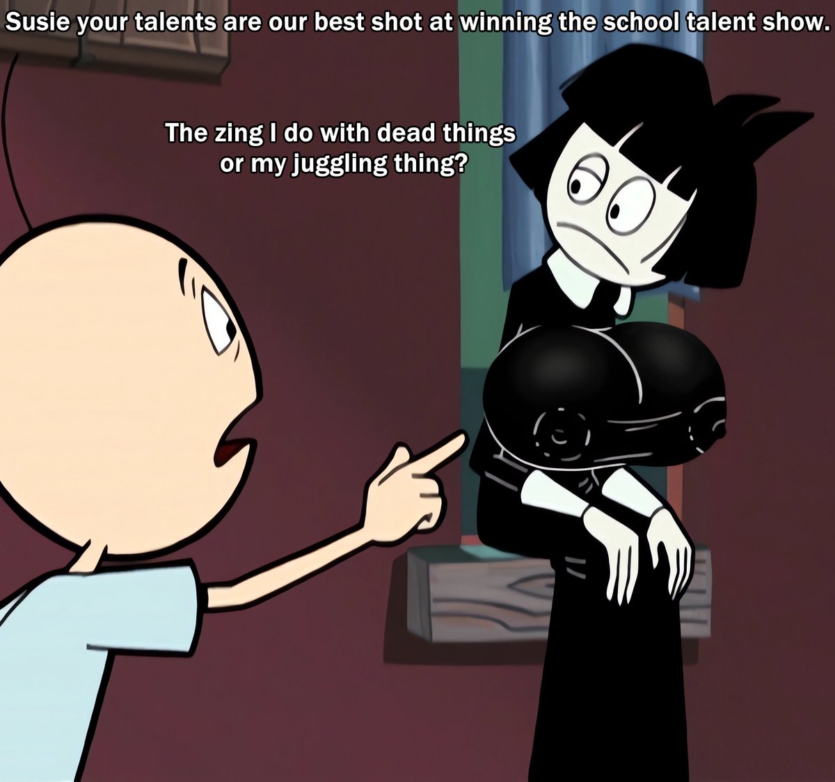 ShlockEdits's tweet photo. The Oblongs : Creepy Susie has a lot of Talents

She can also do both at the same time.

#cartoon #art #creepy #rule34 #hugesize #screenshot #edit #gothic #fanartNSWF https://t.co/gMpC1l5Pky