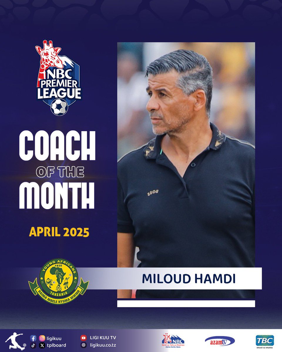 MILOUD HAMDI - Kocha Bora Ligi Kuu ya NBC, Aprili 2025.

#TuzoZaMwezi #TuzoZaTFF 
<a href="/tplboard/">Ligi Kuu</a> @tanfootball <a href="/championship_tz/">NBC Championship League 🇹🇿</a> <a href="/NBCTanzania/">NBCTanzania</a> <a href="/azamtvtz/">Azam TV</a> <a href="/TBConlineTZ/">TBC DIGITAL</a>