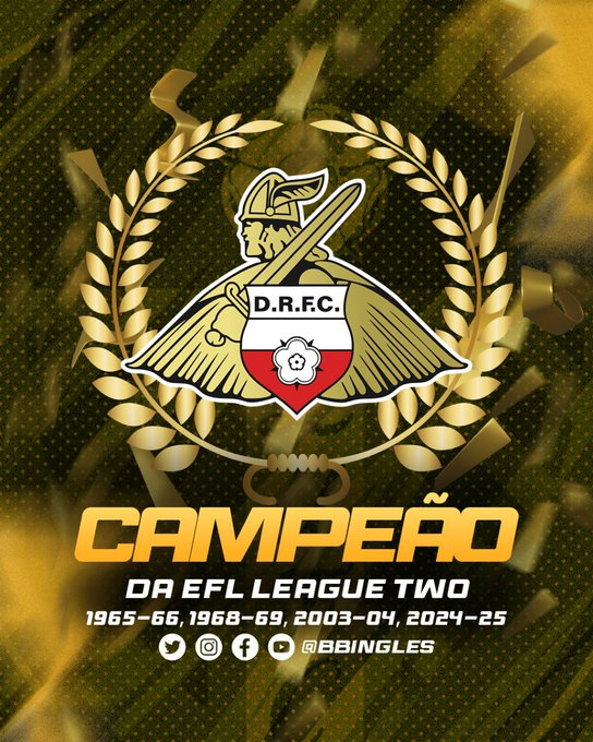 Curiosidades Futebol Inglês (@infofuteboleng) on Twitter photo O Doncaster venceu a quarta divisão inglesa pela 4ª vez e é agora, ao lado do Chesterfield, o maior vencedor desta divisão!
Na League One o Donny vai ter a chance de repetir o feito, pois tem 4 conquistas, apenas uma a menos que o maior vencedor, Plymouth Argyle.
📷 <a href="/BBIngles/">Bate Bola Inglês</a> O Doncaster venceu a quarta divisão inglesa pela 4ª vez e é agora, ao lado do Chesterfield, o maior vencedor desta divisão!
Na League One o Donny vai ter a chance de repetir o feito, pois tem 4 conquistas, apenas uma a menos que o maior vencedor, Plymouth Argyle.
📷 <a href="/BBIngles/">Bate Bola Inglês</a>