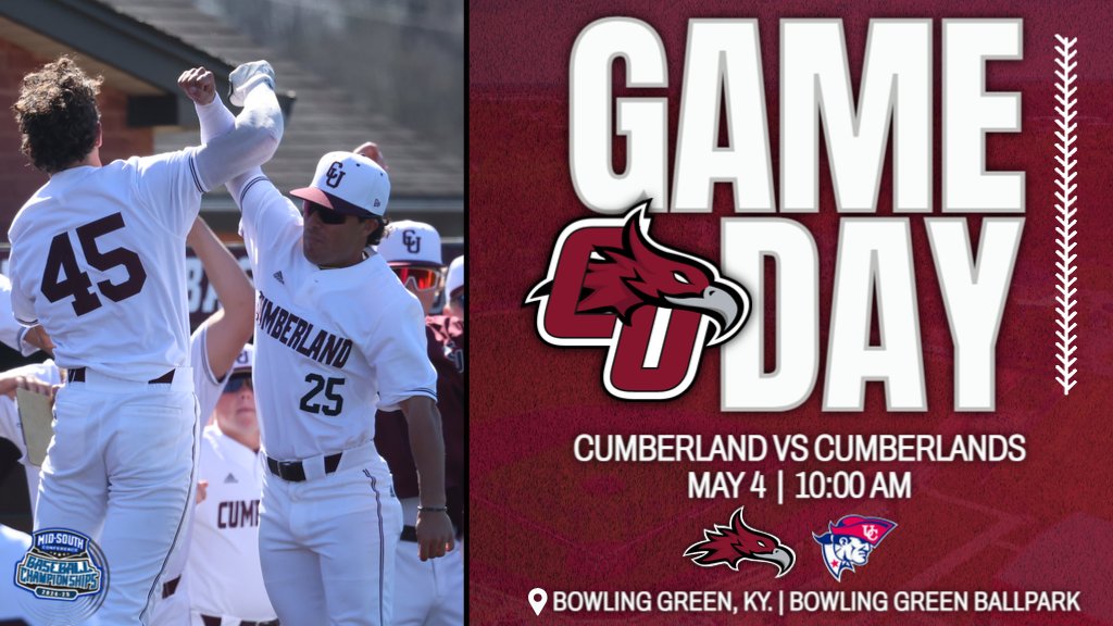 Let's try this again... 𝐂𝐇𝐀𝐌𝐏𝐈𝐎𝐍𝐒𝐇𝐈𝐏 𝐒𝐔𝐍𝐃𝐀𝐘!

🆚 <a href="/UC_Patriots/">UC Athletics</a> 
📍 Bowling Green, Ky.
⏰ 10:00 AM
📺 tinyurl.com/3zfse7vs
📻 tinyurl.com/563frckn
📊 tinyurl.com/v639832p

#WeArePhoenix | <a href="/cu3xnatlchamps/">Cumberland University Baseball</a>