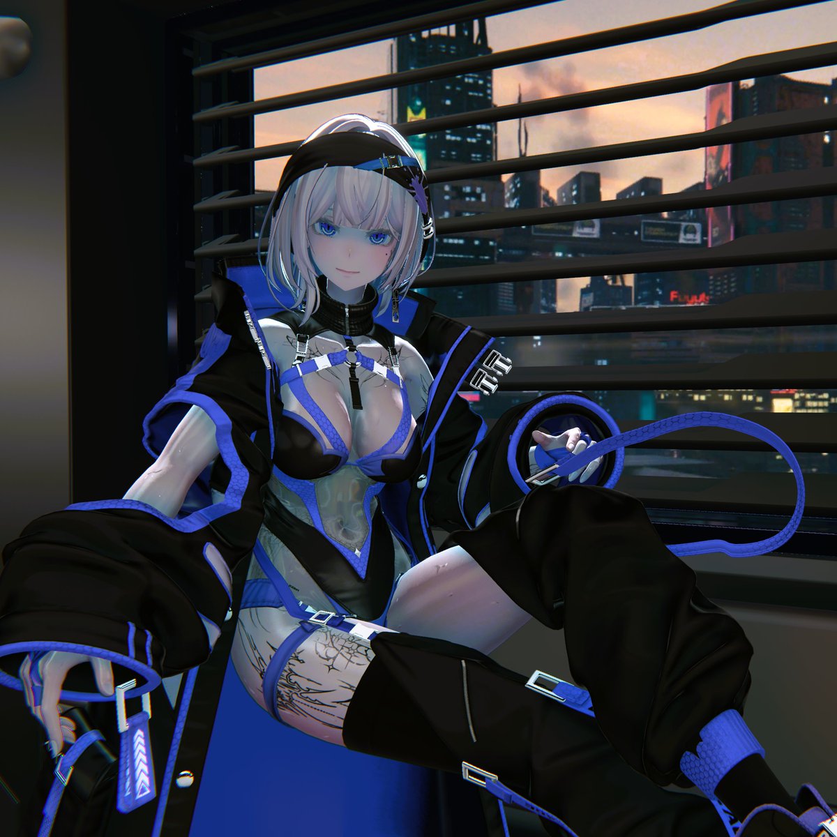 #ラシューシャ #Lasyusha #VRChat #VelvetSky_vr
久しぶりに衣装買いました
こういうサイバーな衣装、良いよね！