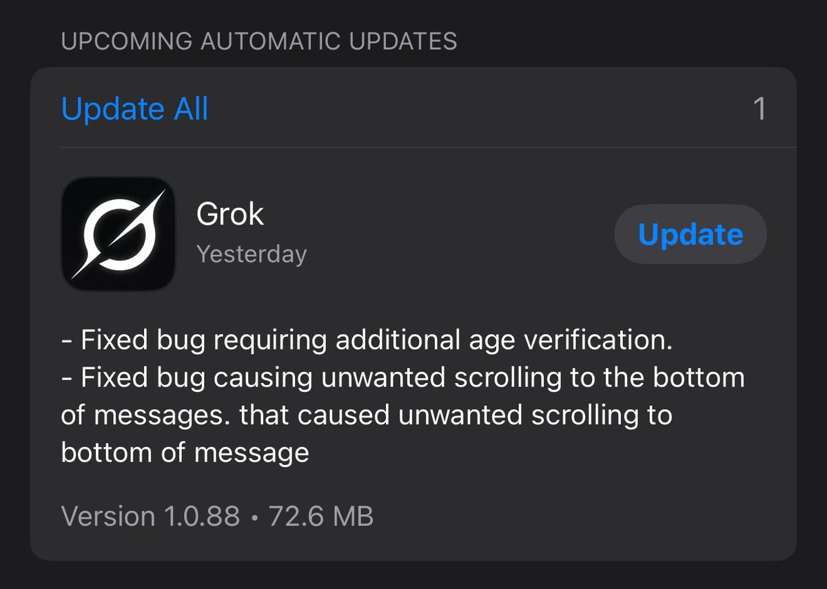 theo's tweet photo. Love to see Grok shipping so fast that they leave typos in the changelog https://t.co/hGElAI3mR7