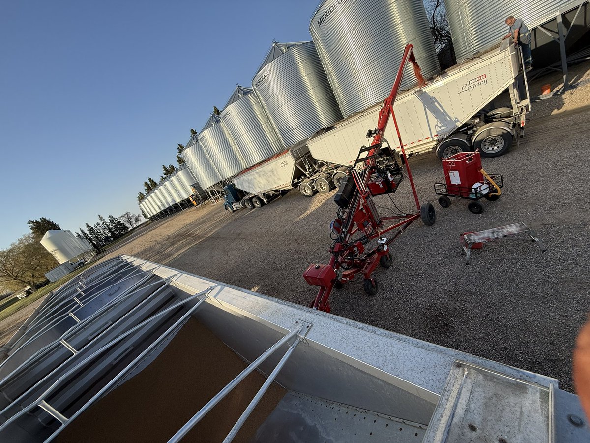 Today we took advantage of the beautiful weather and treated some wheat.  Our Pedigree AAC Westking CWRS Wheat variety was scheduled for the treater.  We are excited about this one, keep an eye out for it this fall.