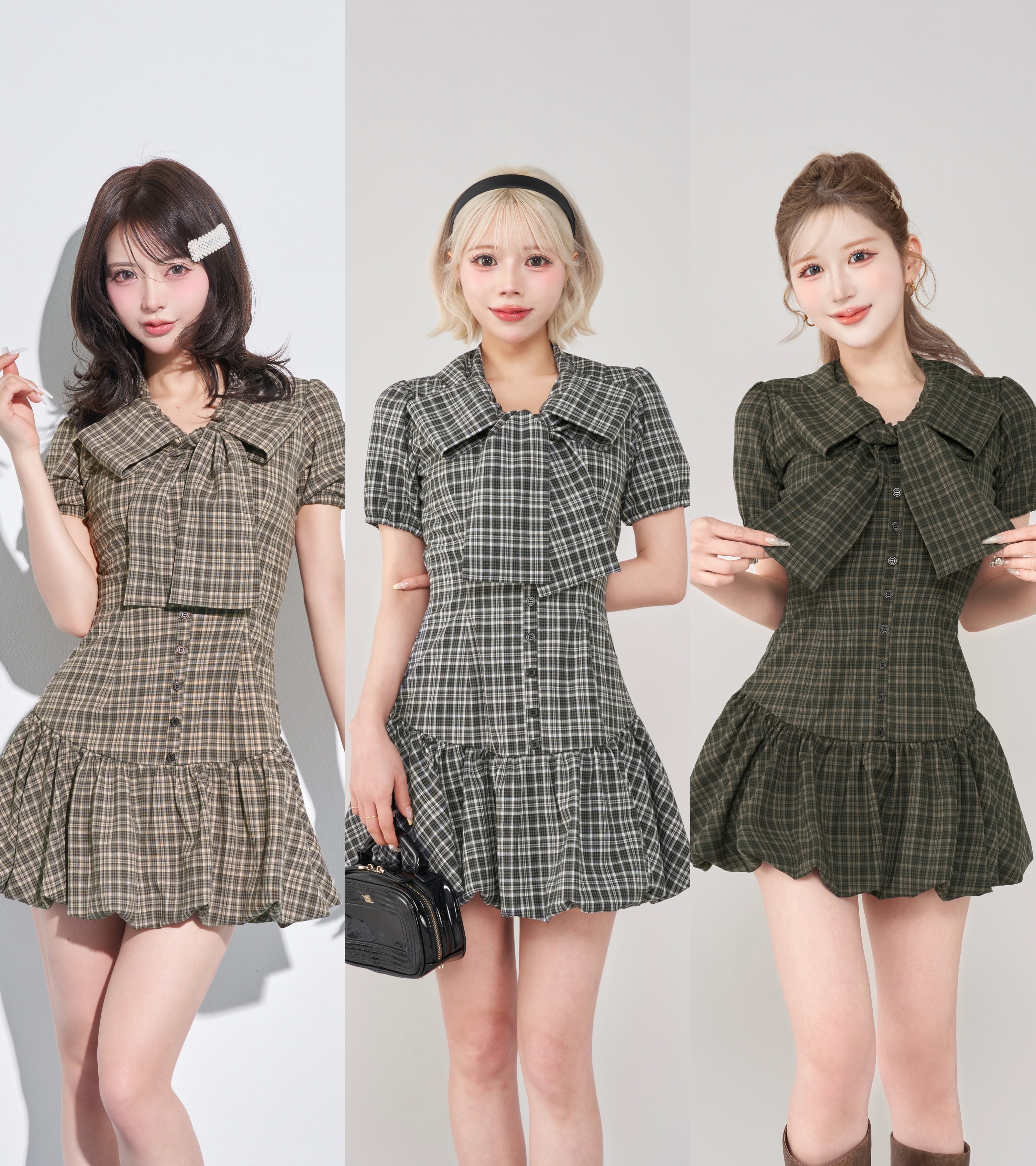 リュクス リボン チェック  ミニ ワンピース  可愛すぎる リュクス リボン チェック ミニ ワンピース 可愛すぎる