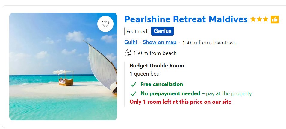 . <a href="/bookingcom/">Booking.com</a> this is not cool when you use photos from <a href="/BarosMaldive/">Baros Maldives</a> to promote a guesthouse