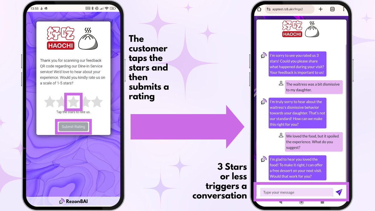 Rezon8AI's tweet image. Bad day?
Don’t let it become a bad review.
Rezon8AI filters unhappy feedback to private chats.
📲 Follow for crisis prevention without confrontation.
#ServiceRecovery