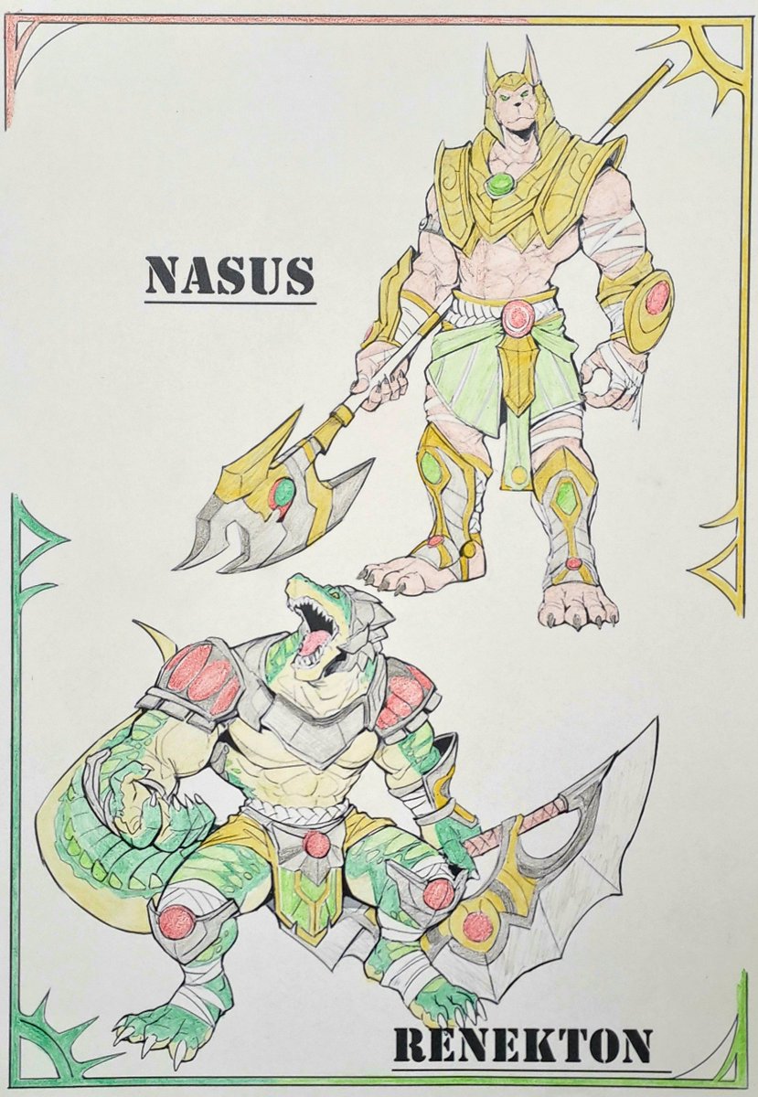 Sventigerwolf's tweet photo. Hallo @Raymond1581 I have colored Here are your dog🐕Warrior Nasus and the Krokodil🐊Warrior Renecton of League of Legends https://t.co/KPVLC4cLwK