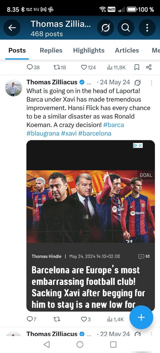 Happy to admit I was totally wrong one year ago. Barca under Hansi Flick plays the best and most entertaining football in the world. Laporta knew what he did! #barca #blaugrana #laliga #barcelona #hansiflick #laporta
