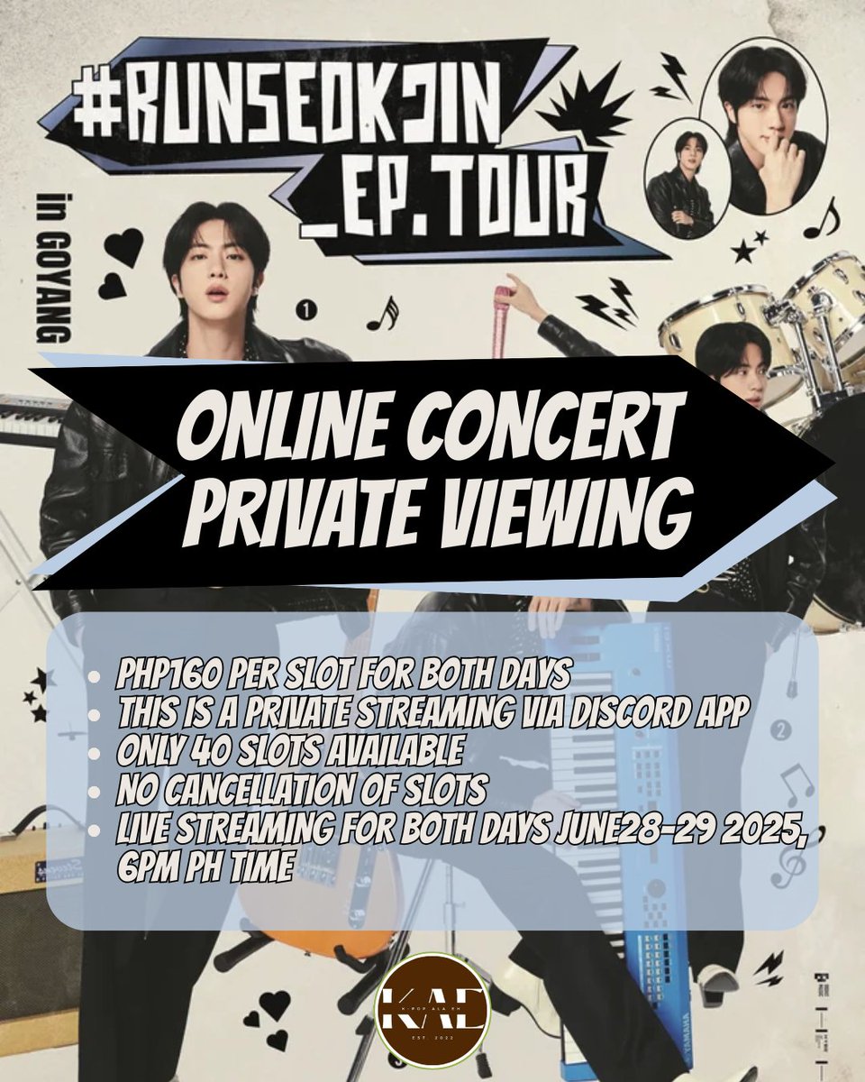 cekshopph's tweet photo. WE GOT Y'ALL ARMYs! 

RUN SEOKJIN EP_TOUR  | JIN IN GOYANG

PRIVATE ONLINE STREAMING
Kindly check the details below. 
To join: https://t.co/0gwDkZ8fJN

#kpopalaeh 
#armylaehbatangascity 
#RUNSEOKJIN_epTOUR
#RUNSEOKJIN_EP https://t.co/OOsRzreCHL