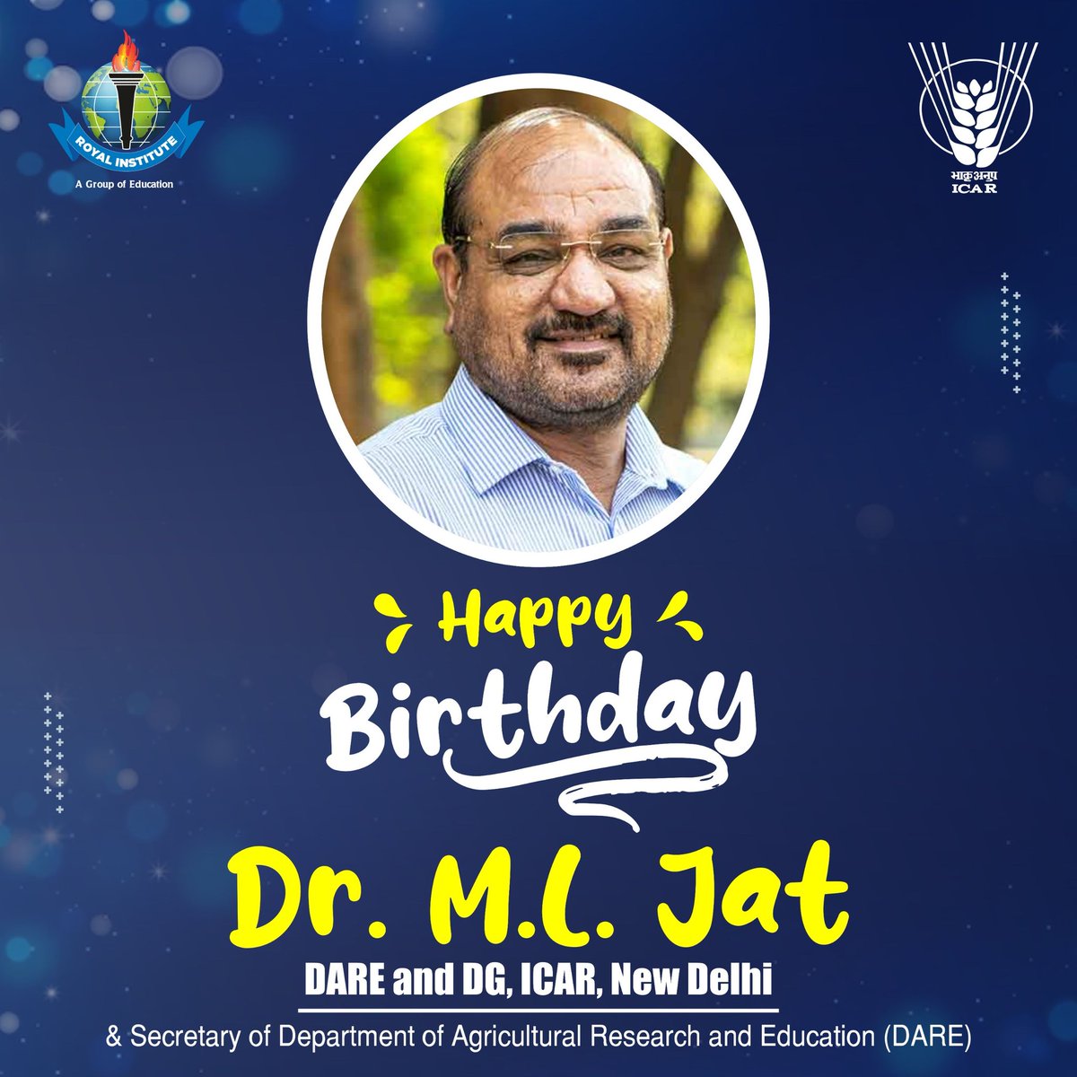Happy Birthday Dr. M.L. Jat 
Dear &amp; DG, ICAR, New Delhi 
#dg #dgicar #birthday
#Dgicarnewdelhi #agricultur #icarnewdelhi #icar