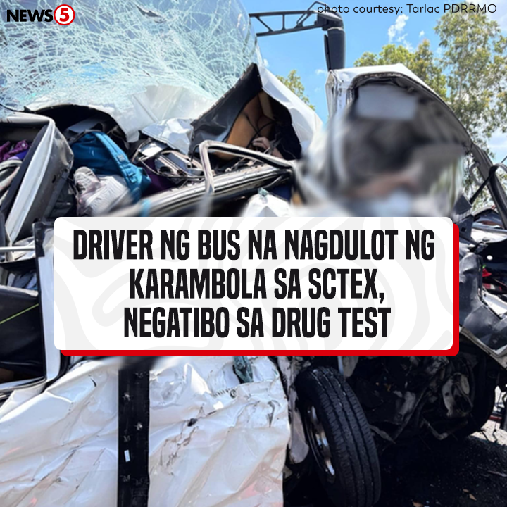 News5PH's tweet photo. Negatibo sa drug test ang driver ng bus ng Pangasinan Solid North Transit Inc. na nagdulot ng karambola ng limang sasakyan sa Subic-Clark-Tarlac Expressway #SCTEX noong Huwebes, May 1, ayon sa ulat ng Philippine National Police #PNP sa Tarlac. #News5 | via Gary de Leon https://t.co/FAQUb3hI1m