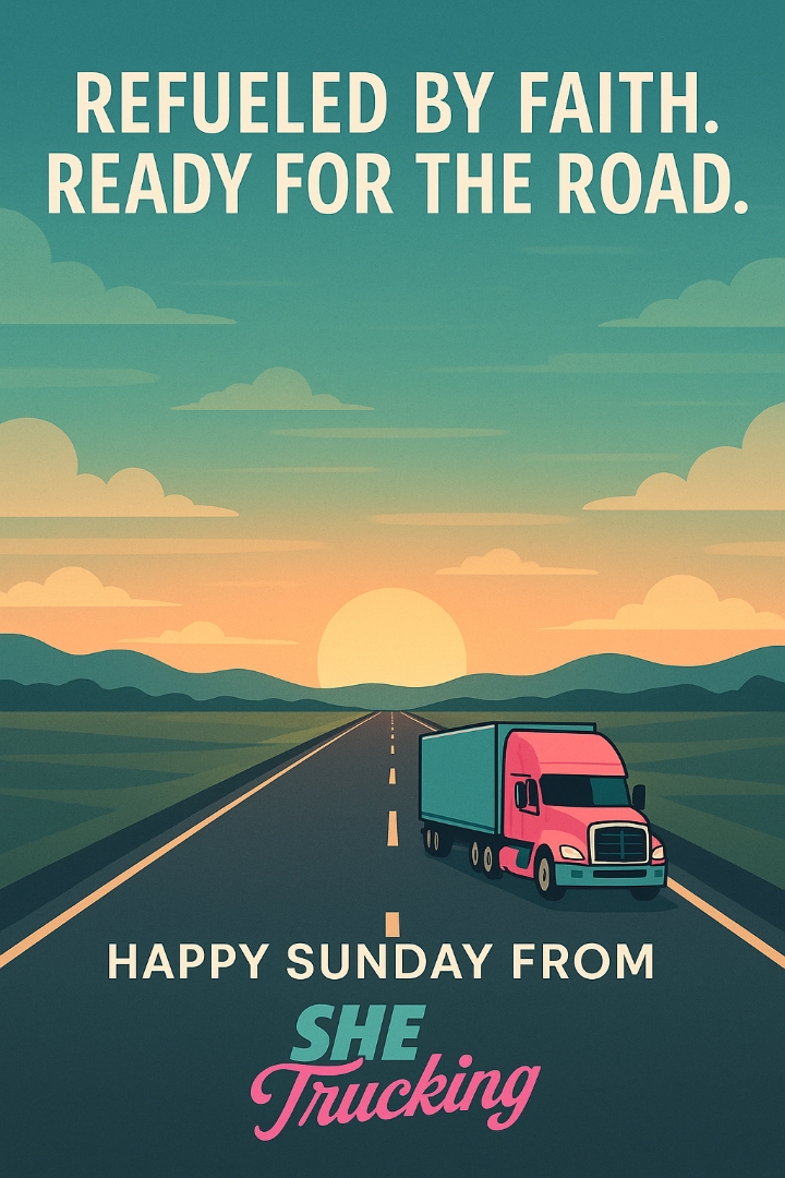 Sundays are for resetting, reflecting, and refueling.
Whatever this week holds, trust that you’ve got the strength to carry it.
You were built for this.

#SheTrucking #SundayReset #FaithAndFreight #TruckingWithPurpose #WomenInTrucking #PowerAndPurpose