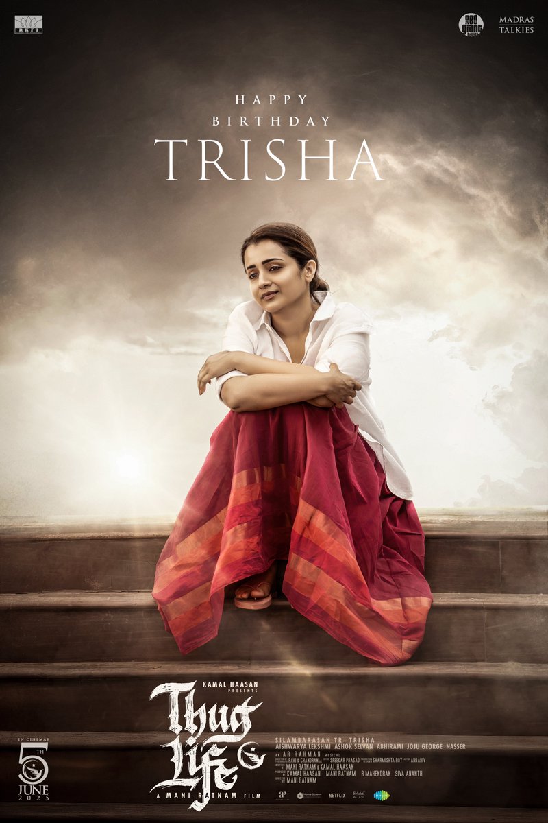 Raaj Kamal Films International (@rkfi) on Twitter photo From the World of Thugs to the Queen of Hearts — Happy Birthday, <a href="/trishtrashers/">Trish</a>
#HappyBirthdayTrisha
#Thuglife #ThuglifeFromJune5 #KamalHaasan #SilambarasanTR
A #ManiRatnam Film
An <a href="/arrahman/">A.R.Rahman</a> Musical
<a href="/ikamalhaasan/">Kamal Haasan</a> <a href="/SilambarasanTR_/">Silambarasan TR</a> #Mahendran <a href="/bagapath/">Siva Ananth</a> <a href="/trishtrashers/">Trish</a> <a href="/AishuL_/">Aishu__</a> From the World of Thugs to the Queen of Hearts — Happy Birthday, <a href="/trishtrashers/">Trish</a>
#HappyBirthdayTrisha
#Thuglife #ThuglifeFromJune5 #KamalHaasan #SilambarasanTR
A #ManiRatnam Film
An <a href="/arrahman/">A.R.Rahman</a> Musical
<a href="/ikamalhaasan/">Kamal Haasan</a> <a href="/SilambarasanTR_/">Silambarasan TR</a> #Mahendran <a href="/bagapath/">Siva Ananth</a> <a href="/trishtrashers/">Trish</a> <a href="/AishuL_/">Aishu__</a>
