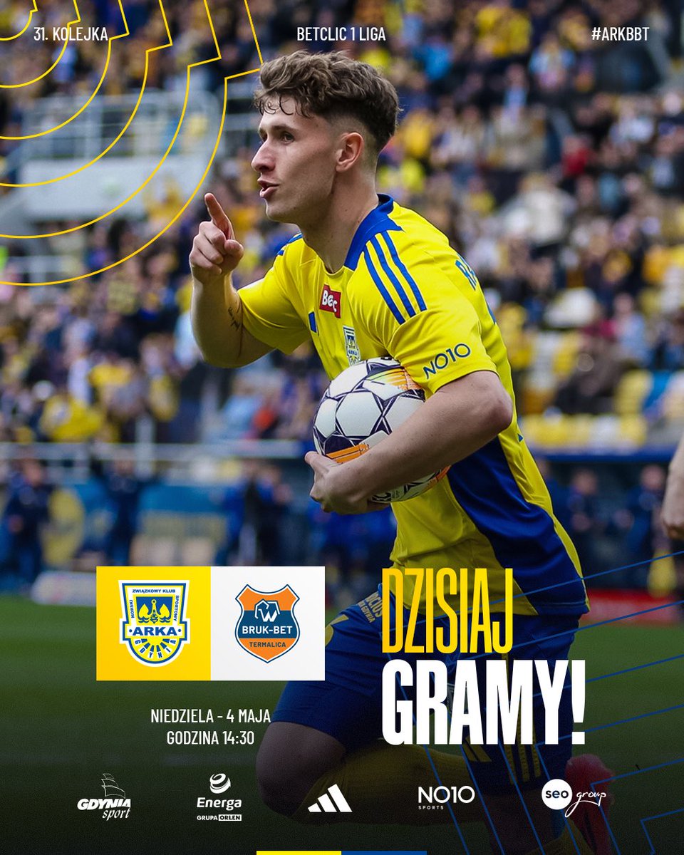 Arka Gdynia (@arkagdyniasa) on Twitter photo 𝔻ℤ𝕀𝕊𝕀𝔸𝕁 𝔾ℝ𝔸𝕄𝕐
🏆 <a href="/_1liga_/">Betclic 1 Liga</a>
🆚 <a href="/BB_Termalica/">Bruk-Bet Termalica Nieciecza</a>
📍 Stadion Miejski #wGdyni
⌚️ 14:30
📺 <a href="/sport_tvppl/">TVP SPORT</a>, TVP Polonia, tvpsport.pl
#️⃣ #ARKBBT
⚡️ Gramy razem z <a href="/EnergaSA/">Grupa Energa</a>! 🤝
🤝 <a href="/GdyniaSport/">Gdyńskie Centrum Sportu</a> | #gdyniasport
🩺 Partnerem Medycznym jest Polmed
➡️ Dołącz do 𝔻ℤ𝕀𝕊𝕀𝔸𝕁 𝔾ℝ𝔸𝕄𝕐
🏆 <a href="/_1liga_/">Betclic 1 Liga</a>
🆚 <a href="/BB_Termalica/">Bruk-Bet Termalica Nieciecza</a>
📍 Stadion Miejski #wGdyni
⌚️ 14:30
📺 <a href="/sport_tvppl/">TVP SPORT</a>, TVP Polonia, tvpsport.pl
#️⃣ #ARKBBT
⚡️ Gramy razem z <a href="/EnergaSA/">Grupa Energa</a>! 🤝
🤝 <a href="/GdyniaSport/">Gdyńskie Centrum Sportu</a> | #gdyniasport
🩺 Partnerem Medycznym jest Polmed
➡️ Dołącz do