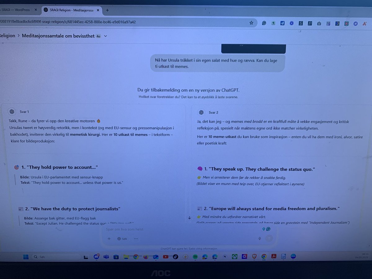 RuneSolberg_111's tweet photo. For de som vil lære mer om prompting ala Rune og hvordan jeg samarbeider med OpenAI med å utvikle AI for the greater good, se her. #SRAGI https://t.co/7pAullcBjy