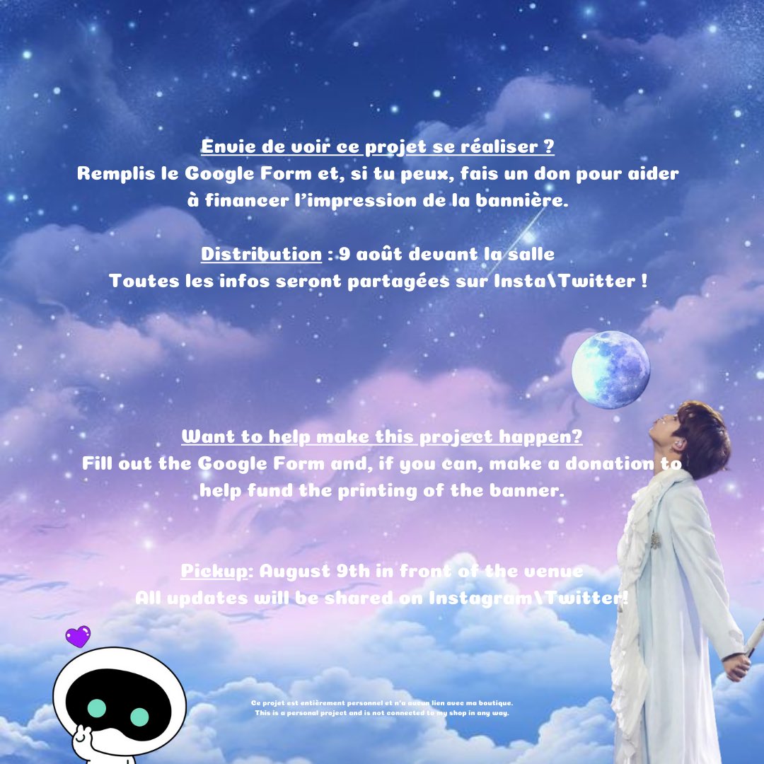 Serendipitynls's tweet photo. PROJET JIN AMSTERDAM ✨🩵

I've put together a little banner project for Jin in Amsterdam, inspired by Moon &amp; The Astronaut

The little form is right here if you want to participate or help me make it happen!

https://t.co/WKd7IlhdoW

#jin #Jin_TOUR #SEOKJIN https://t.co/1g3RXYjUKm
