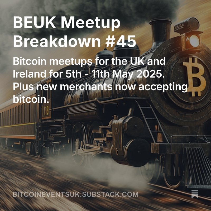 Issue 45 of the Meetup Breakdown is out now. Full summary of UK #Bitcoin meetups for the coming week. 🇬🇧

🔸9 meetups in total across the country.
🔸5 new bitcoin accepting business.
🔸3 upcoming events.

Sign up for free or read all issues online.

Link in bio.