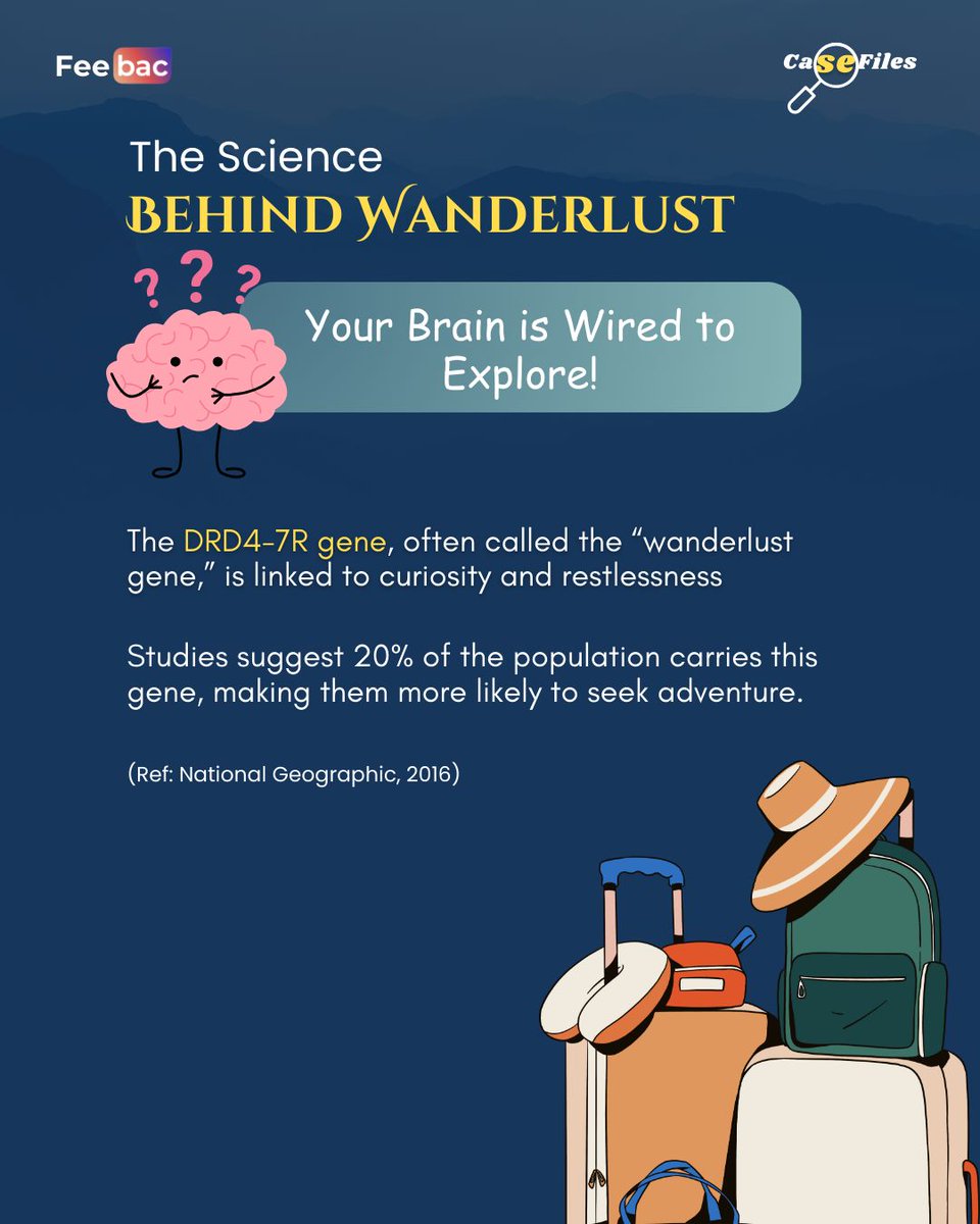 feebac_media's tweet image. 🌍✈️ CaseFile Drop | Why Do We Crave Travel &amp;amp; Adventure? 🏞️🚆
It’s not just about places—it’s about the urge to move, explore, and feel alive. 🌄🔥

This week on Feebac:
🔹 Science of wanderlust
🔹 Risk, thrill &amp;amp; identity
🔹 Why we chase the unknown

#FeebacCaseFile
(1/2)