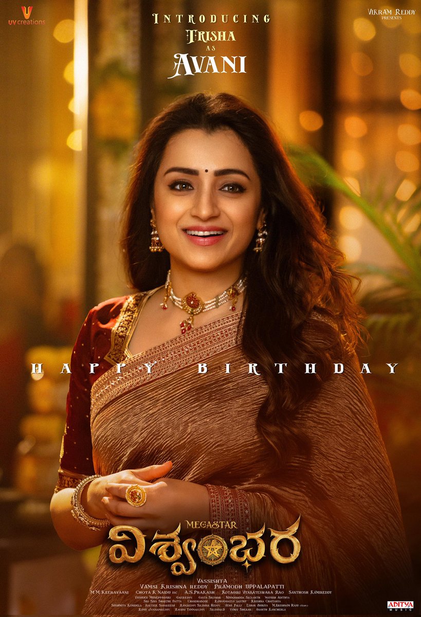 Team #Vishwambhara wishes the eternal beauty <a href="/trishtrashers/">Trish</a> a very Happy Birthday ❤‍🔥

She brings life to 'AVANI' with her charm and brilliance. 
You will witness it soon.

MEGA MASS BEYOND UNIVERSE in Cinemas Soon.

MEGASTAR <a href="/KChiruTweets/">Chiranjeevi Konidela</a> <a href="/trishtrashers/">Trish</a> <a href="/DirVassishta/">Vassishta</a>