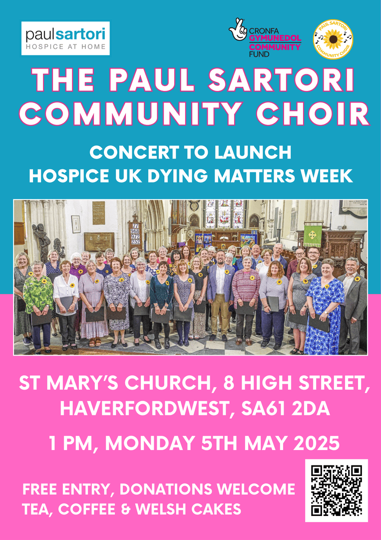 South West Wales Connected (@swwconnected) on Twitter photo 🎶 The Paul Sartori #CommunityChoir started with support from our Changemakers Fund, raising funds & awareness for end-of-life care.
🎤 Join their FREE concert (donations welcome) tomorrow, 5 May, 1pm @ St Mary’s, #Haverfordwest to launch <a href="/hospiceuk/">Hospice UK</a> #DyingMattersWeek 🎶 The Paul Sartori #CommunityChoir started with support from our Changemakers Fund, raising funds & awareness for end-of-life care.
🎤 Join their FREE concert (donations welcome) tomorrow, 5 May, 1pm @ St Mary’s, #Haverfordwest to launch <a href="/hospiceuk/">Hospice UK</a> #DyingMattersWeek