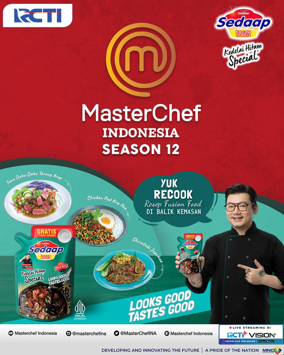 OfficialRCTI's tweet photo. Yuk recook resep Chef Willgoz yang ada di kemasan #KecapSedaap Kedelai Hitam Special. Kecap Sedaap Kedelai Hitam Special bisa bikin hasil masakan Looks Good, Tastes Good! #MasterchefIndonesia https://t.co/MMHXzNMA5i