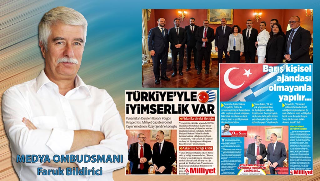 Genel yayın yönetmeni de böyle yaparsa ! Milliyet GYY Özay Şendir, Yunanistan Dışişleri Bakanı Yorgos Yerapetritis ile özel söyleşi yaptığını yazdı. Ama o toplu bir sohbetti ve Yerapetritis, kendisine atfen yazılmamasını istemişti. Şendir, hem kurala uymadı, hem de eksik