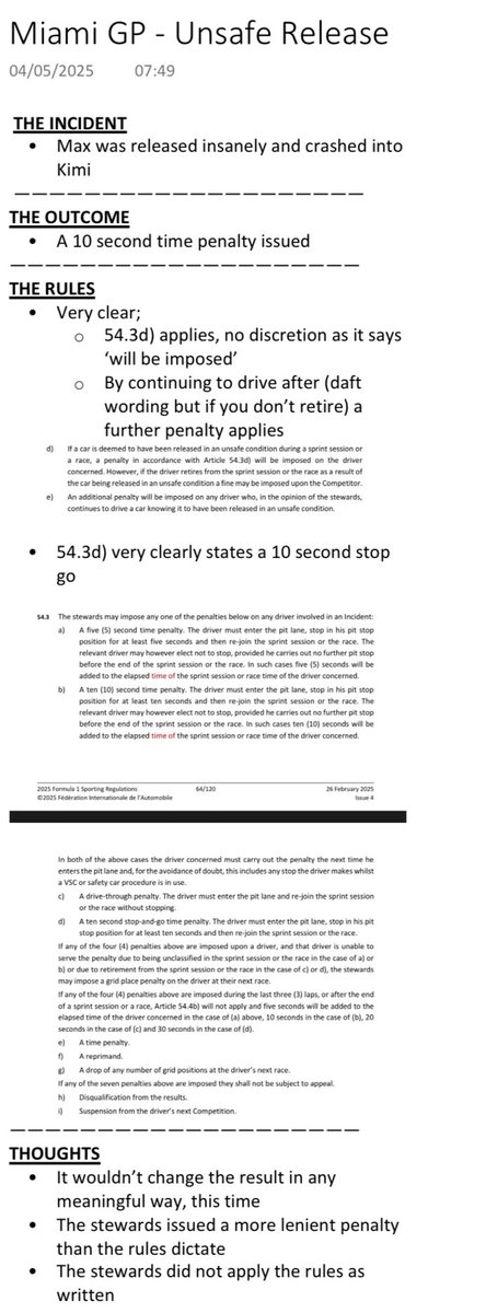 Am I missing something or did they literally issue Max the wrong penalty?

I can’t see how except incompetence

#F1 #MiamiGP