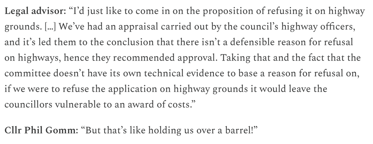 Robert Colvile (@rcolvile) on Twitter photo This from <a href="/mjrobbins/">Martin F. Robbins</a> on the HS2 access track is utterly maddening, but reflects a key flaw in the planning system - councillors pay absolutely no personal cost for spurious decisions, even when they know they will lose on appeal and cost taxpayers huge amounts in the process This from <a href="/mjrobbins/">Martin F. Robbins</a> on the HS2 access track is utterly maddening, but reflects a key flaw in the planning system - councillors pay absolutely no personal cost for spurious decisions, even when they know they will lose on appeal and cost taxpayers huge amounts in the process