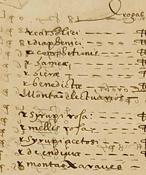 1. Dr*gas y mucho más
En septiembre de 1573 se enviaron tres cofres a los soldados españoles de la isla de Walcheren (Flandes). En su interior había ungüentos, dr*gas, píldoras, etc. Algunos de los elementos se llamaban “coccias”, “diarodón”, “conserva de rosas” o “sirupi rosa”