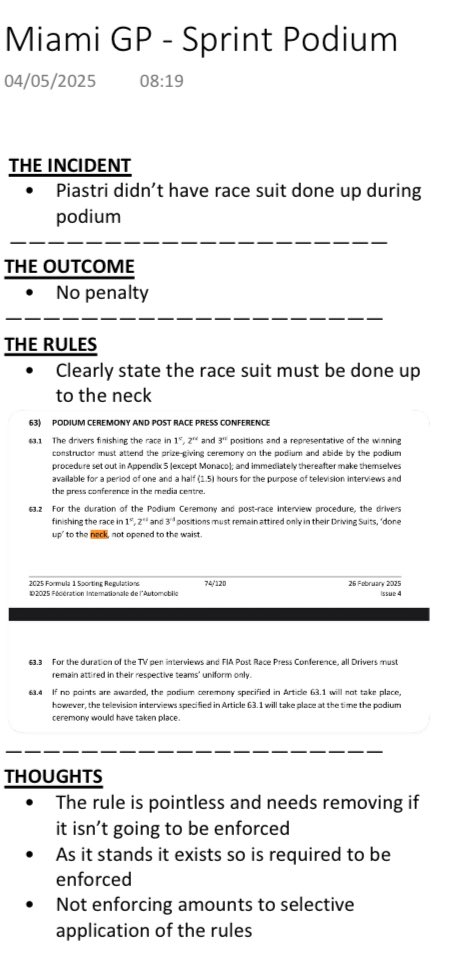 Another rule selectively not enforced by stewards yesterday at #F1 #MiamiGP was this one

Really need to sort out <a href="/fia/">FIA</a> files and how the stewards apply them