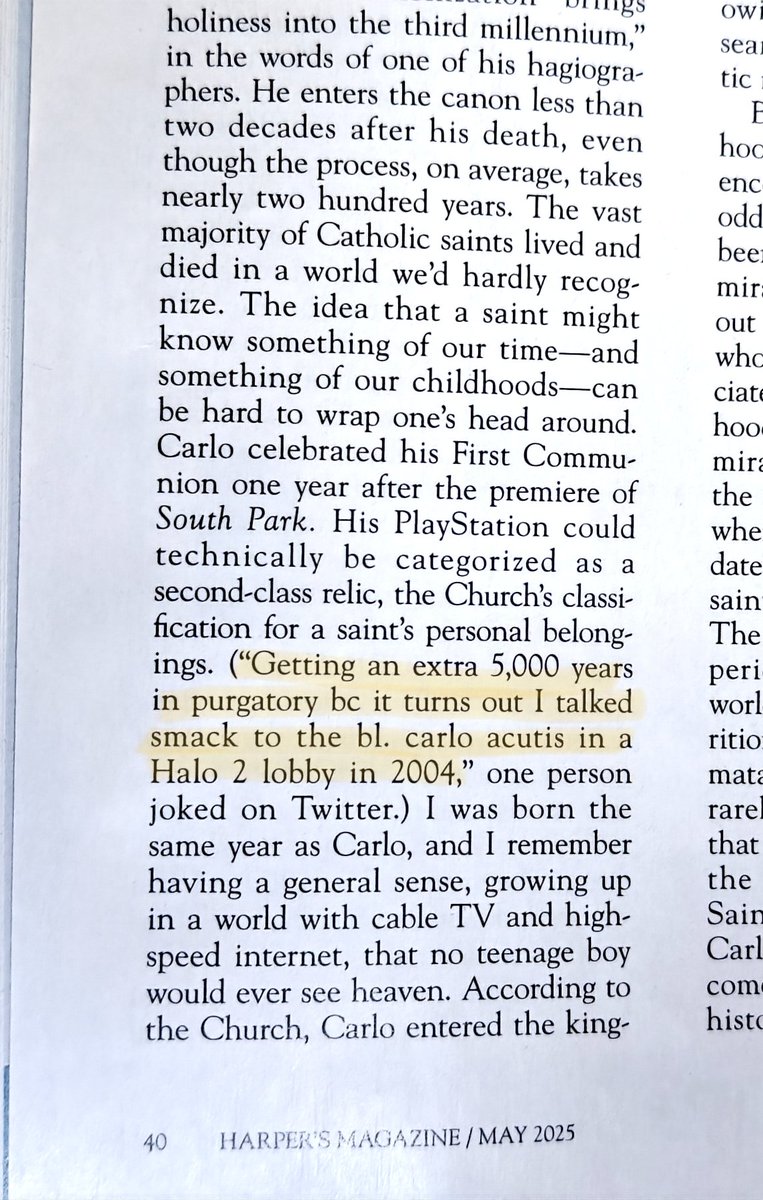 Interesting story by Emily Harnett about the Catholic Church planning to canonize a 15-yr-old kid who died 19 yrs ago. Lots of ideas about generations &amp; mourning. For my godless ass, the end gets a bit too sentimental about faith &amp; prayer, but maybe you had to be there.