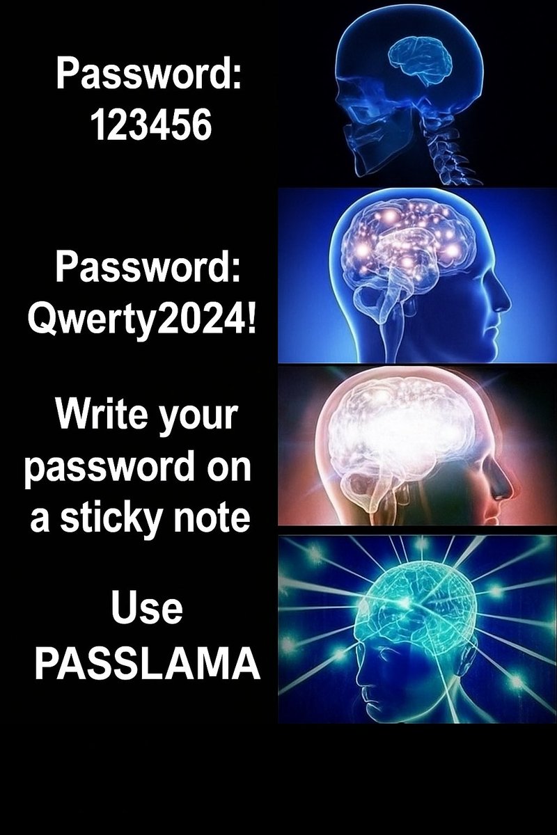Secretjoy_Web3's tweet photo. ⚡️Using ‘123456’?
 Cringe. 

🦙Using Passlama? 
Based. https://t.co/6lYt3L1CZ1