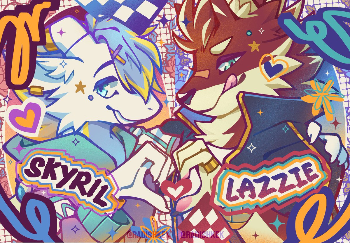 The pop duo strikes again~

Featuring 📷: <a href="/lazziewuff/">big red boi 🐾</a>

Artist 🎨: <a href="/radishkek/">radishkek ✨FURUM 2025🔜</a>