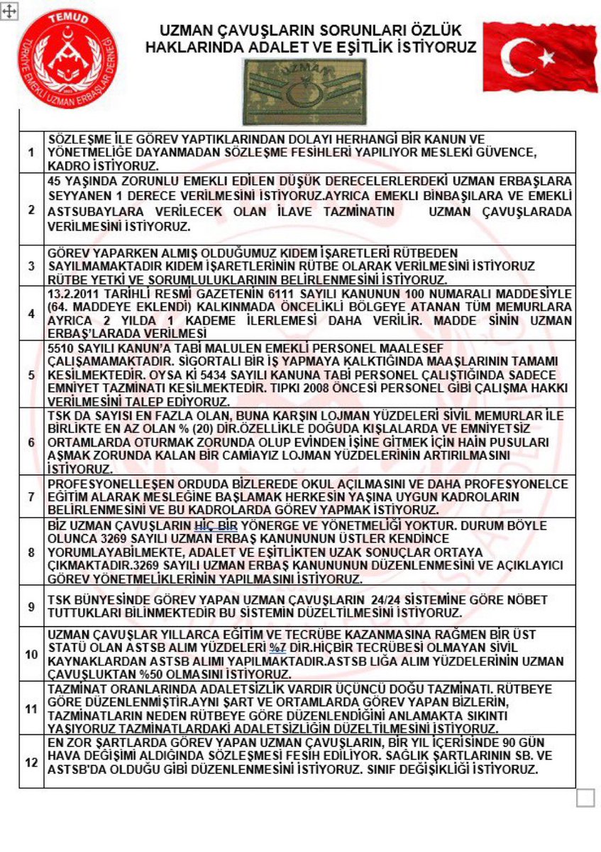Bugün Gündem Kahramanlar
⬇️⬇️⬇️⬇️⬇️

#UzmanÇavuşadaVer
#ŞehitUzmanÇavuşÖnderÖzen
#EmekliUzmanÇavuş
#UzmanÇavuşuDuyun
#UzmanÇavuşaDestek
<a href="/TEMUD_2024/">Türkiye Emekli Uzman Erbaşlar Derneği (TEMUD)</a>
