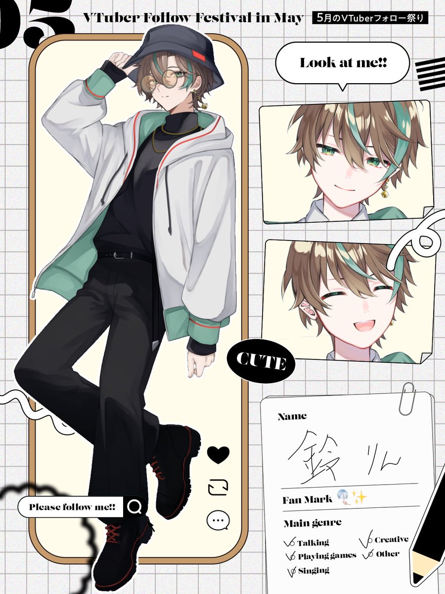 Rin_clocy's tweet photo. ／
#5月のVTuberフォロー祭り
＼

世界一マイペースVTuber
鈴（りん）です🎐✨

📗関西社畜歌歌えるゲーマー
💭いつか大人数で歌ってみたコラボがしたい！！
📗珍獣
💭友達が少ない。友達になってください(本気)

💚♻️💬巡回します𖦹' ‐ '𖦹

#vtuber  #おはようVtuber️ 
#GWのVtuberフォロー祭り https://t.co/TUwNE4FSxm