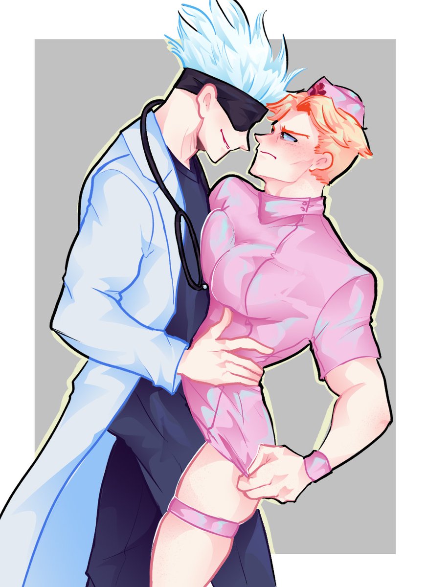 Quic19's tweet photo. Nurse Nanami to the rescue .. of no one, because doctor Gojo would hog up all his time 

(Drawing for my lovely moot Pambazo💖) https://t.co/vda9RtIb9i