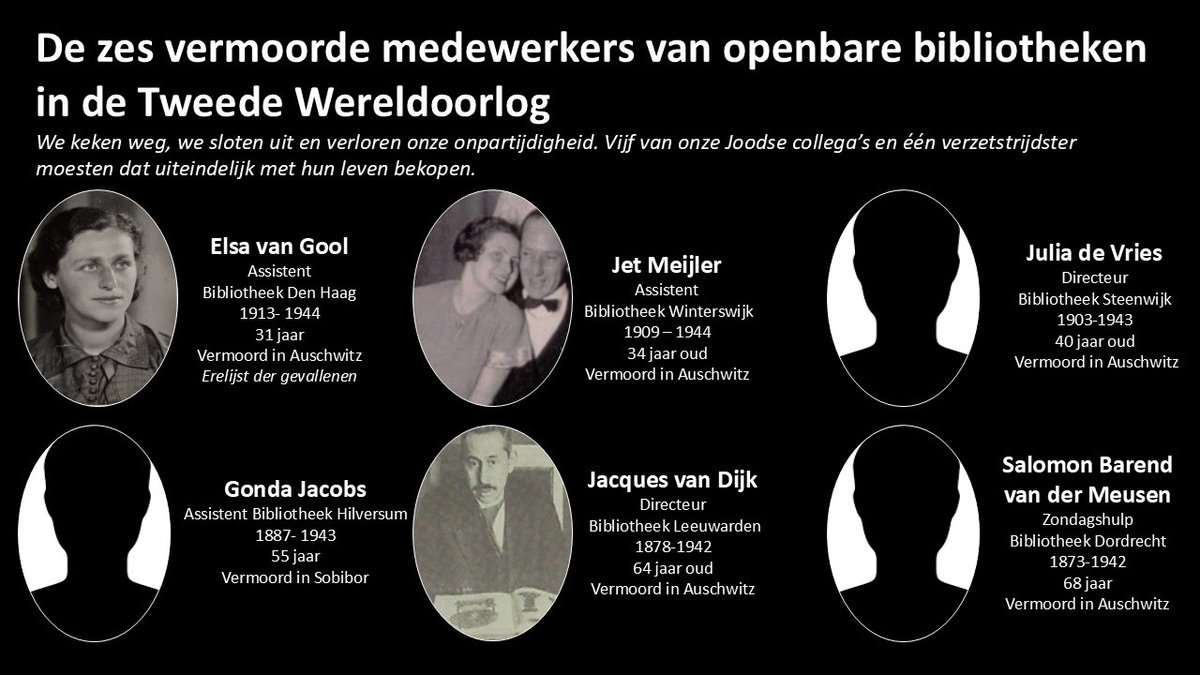 Dodenherdenking 2025: Zes van onze bibliotheekcollega's kwamen wreed om het leven in de oorlog. Ik noem hun namen Elsa van Gool, Jet Meijler, Julia de Vries, Gonda Jacobs en Salomon van der Meusen. Lees hier meer: markdeckers.net/2025/05/de-zes…