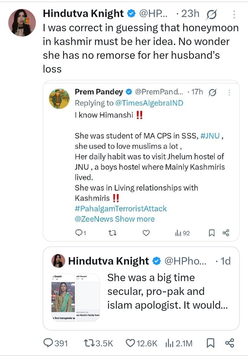 bainjal's tweet photo. Really how vile how low what gutter scum must you be without an ounce of humanity to trash a new widow who lost her husband to terror but, refuses go succumb to hate for Muslims. Whoever owns this vile hate should consider deletion https://t.co/8UE0RyyCqE