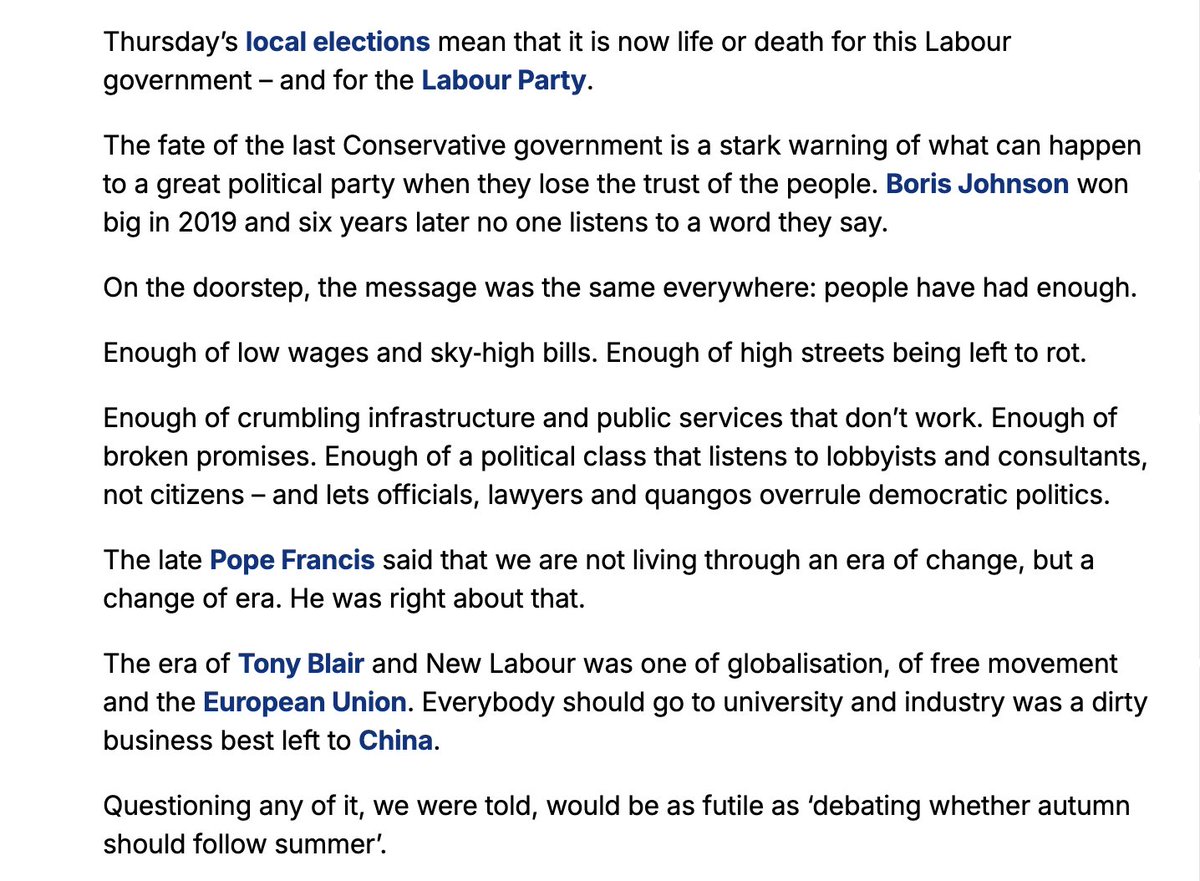 Blue Labour (@blue_labour) on Twitter photo "It is now life or death for this Labour government... I lead a group in the House of Commons called Blue Labour. And we believe the party can still be saved – if it remembers who it was built for."
<a href="/DanCardenMP/">Dan Carden</a> writes for the Mail on Sunday (link below). "It is now life or death for this Labour government... I lead a group in the House of Commons called Blue Labour. And we believe the party can still be saved – if it remembers who it was built for."
<a href="/DanCardenMP/">Dan Carden</a> writes for the Mail on Sunday (link below).