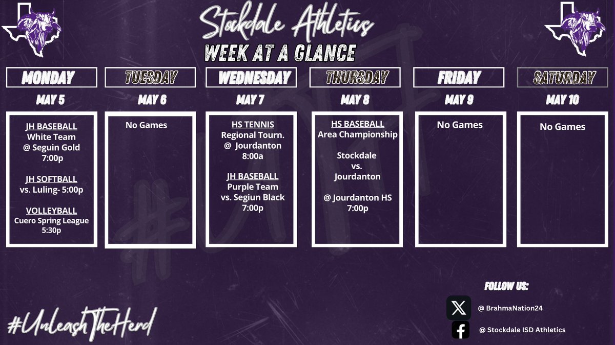 Brahma Nation! Catch up with the latest news for Stockdale ISD Athletics! #UTH