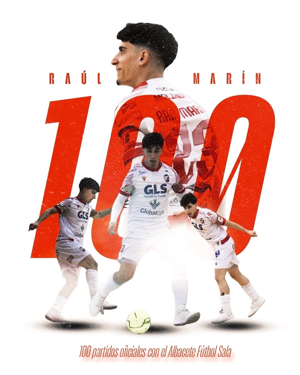 albaceteFSala's tweet photo. ©️ien partidos con el 🦇 para Raúl Marín. 

1️⃣0️⃣0️⃣ Con el encuentro de ayer, nuestro capitán llegó al centenar de encuentros oficiales. 

😮 Desde su llegada hace tres temporadas, no se ha perdido ni un sólo partido.

🤍 ¡Enhorabuena, capi! https://t.co/eGyH8OMzED