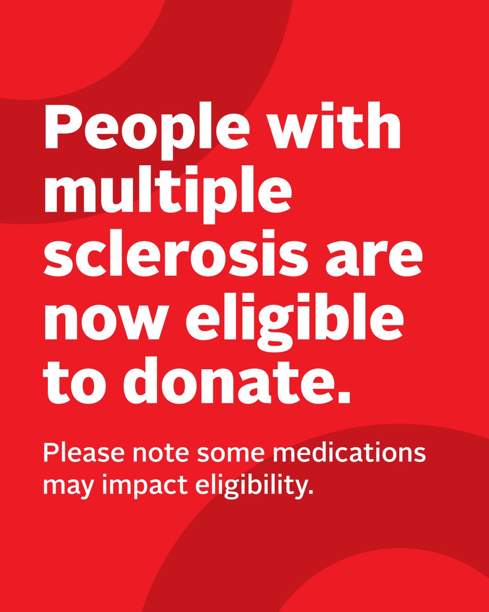 As of April 28, people with multiple sclerosis are able to donate blood, plasma, and platelets as long as they are feeling well and aren’t taking any medications which could impact their eligibility.

For more information, visit bit.ly/44m2MHU.

#CanadasLifeline
