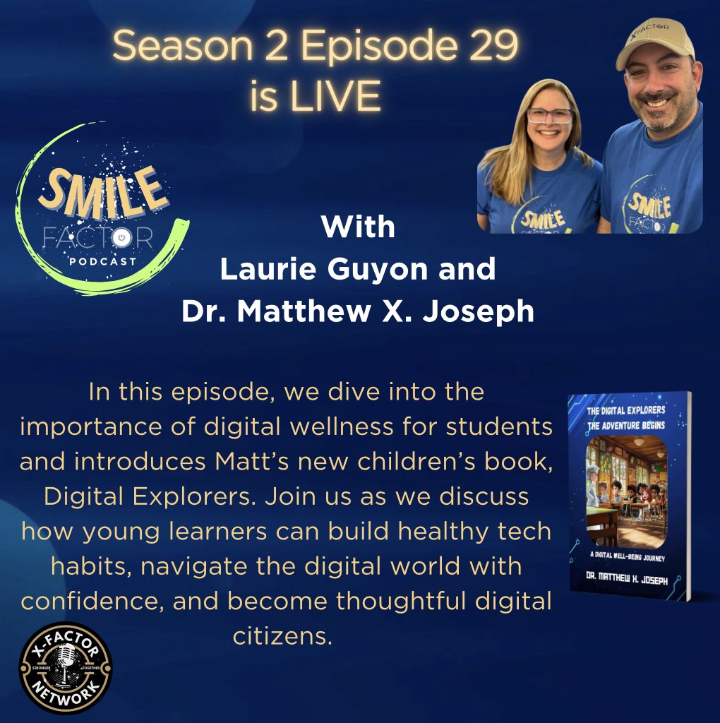 MatthewXJoseph's tweet image. In this episode of #SMILELearning, @SMILELearning  and I dive into the importance of digital wellness. We discuss how young learners can build healthy tech habits, navigate the digital world with confidence, and become thoughtful digital citizens.
Listen: creators.spotify.com/pod/show/xfact…