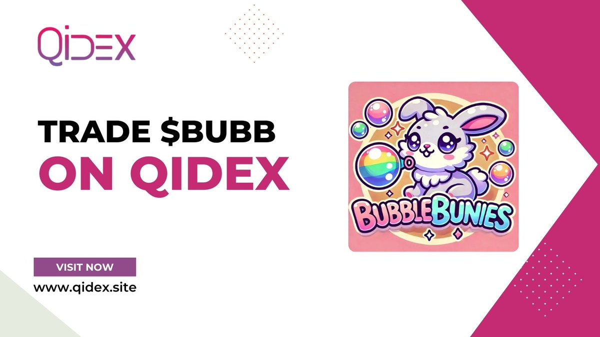 $BUBB is now tradable on QIDEX with the $QIE pair!

🔹 Contract: 
0x7127e51CC46587feFdafa9218696B9A38589B37C

🔹 Total Supply: 888M
🔹 3% Tax on every Buy/Sell
🔹 3% Redistribution — Rewards go directly to holders

🎁 Airdrops incoming for early buyers &amp; loyal holders!

#QIDEX