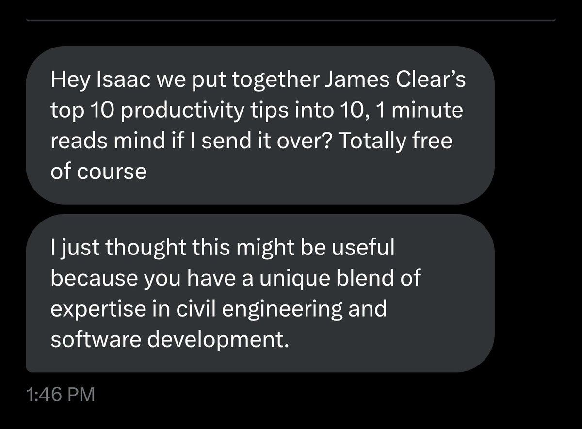 Funniest spam dm I've gotten in a while.