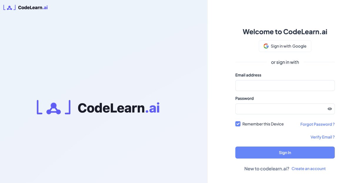 codelearnai's tweet image. It's now easier to sign in—no passwords, just one click. 🔐✨
Try it now 👇
🔗 codelearn.ai
#LoginMadeEasy #GoogleAuth #Startups #UX #WebDev #ProductUpdate