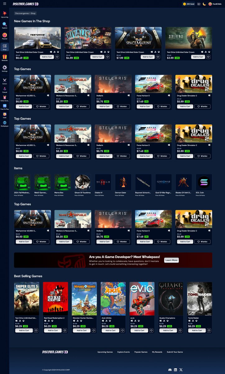 AffectionStd's tweet image. 🎮 Say hello to our new project @discovergamess ! A new destination for gamers to explore, compare, and dive deep into the world of video games. You can complete small challenges and earn crypto or even Steam gift cards on the website.

Visit discover.games