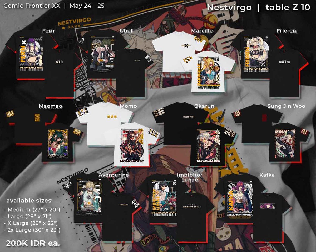 I opened my Comifuro XX t-shirt pre-order form! I tried to match the local price 🫶🏻

🚧 Available only for pick-up during the event 

🔗 forms.gle/K1Btg5v1YnKgwu…

#ComifuroXX #ComifuroXXcatalogue #CFXX