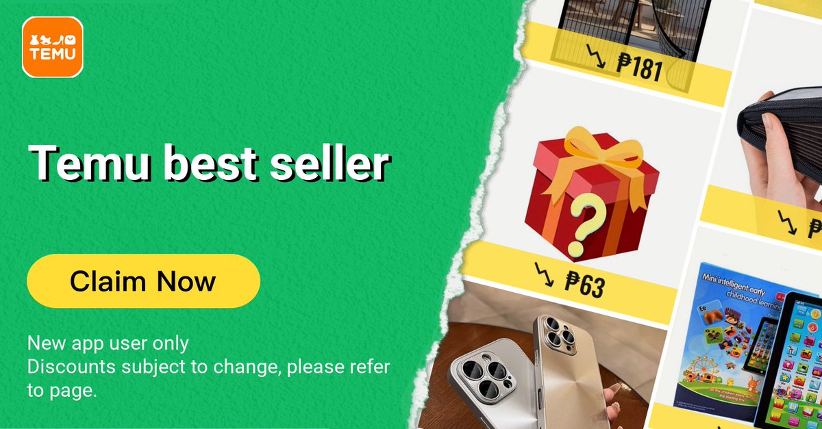 Discover amazing deals! Click the temu.to/k/uztacr16fem to explore Temu best seller and claim your ₱2,000 coupon bundle. Unlock unbeatable savings anytime, anywhere. Don't wait - act now and save big!