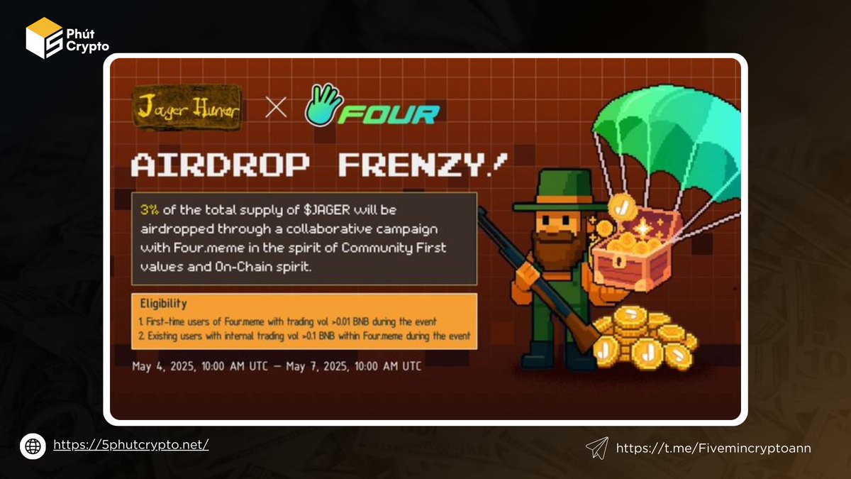 🔥Check Airdrop Jager - Airdrop dành cho người dùng trên BNB, ETH và SOL  #5PC @jager_BSC Kèo nước mưa lụm ngay >4$ ae ạ, ae nào có hay sử dụng BNB,  ETH